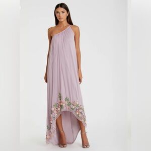 Mac Duggal Embellished One Shoulder Trapeze Gown